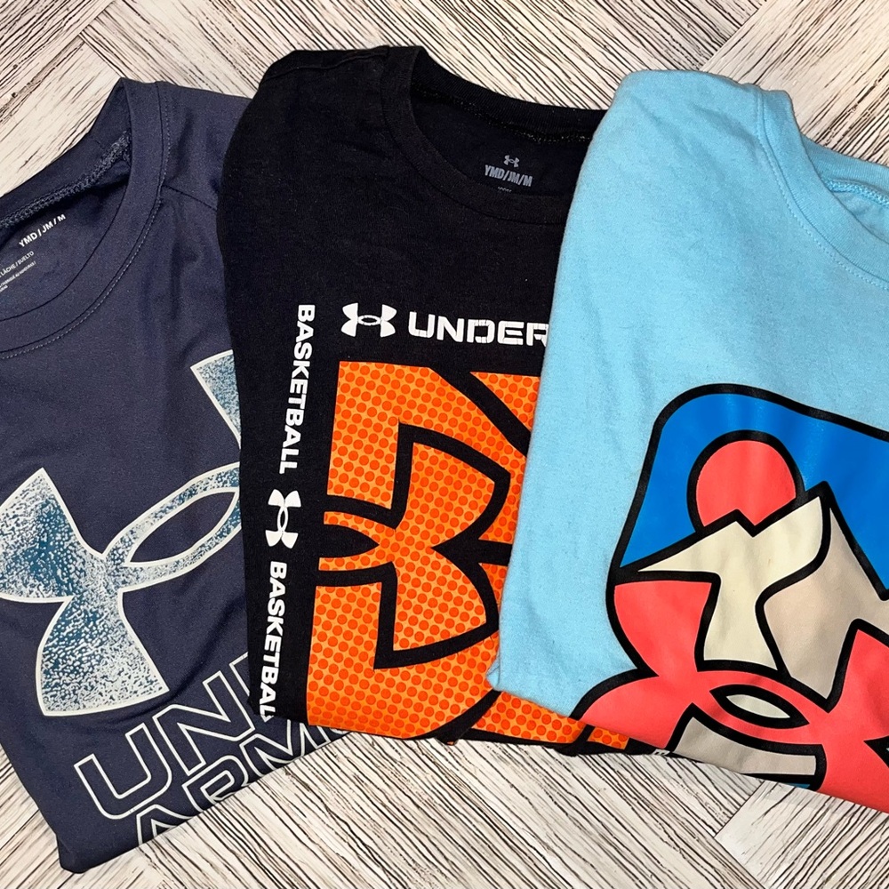 Under Armour Kids Tees - Academy Blue, Black and Orange, Blue